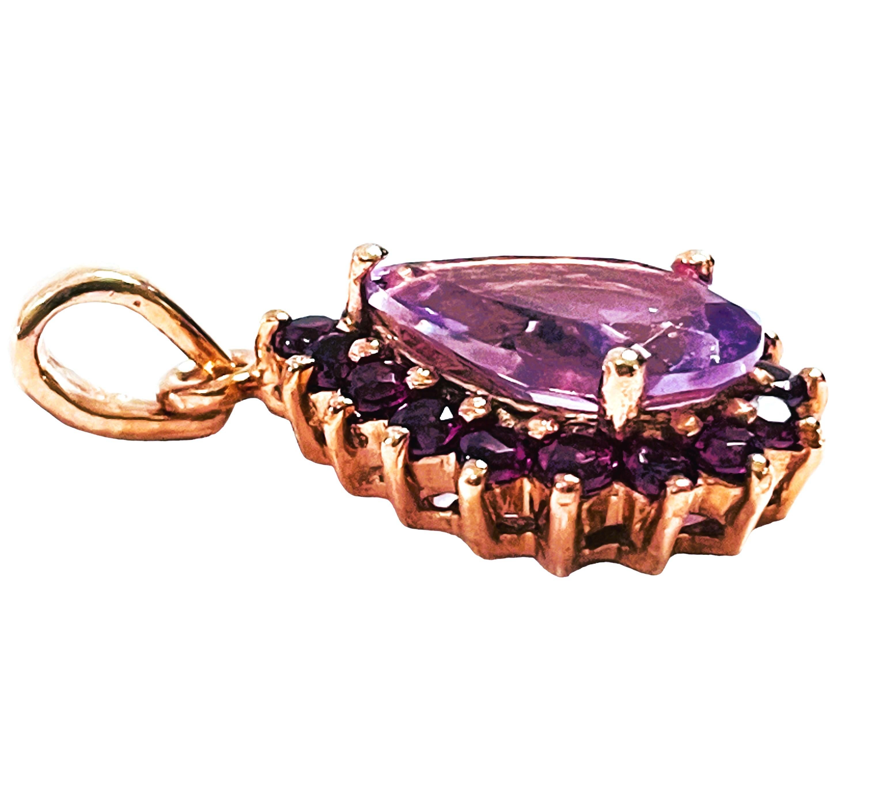 New 3.2 Carat Pink Amethyst and Rhodolite Garnet Sterling Silver Pendant In New Condition For Sale In Eagan, MN