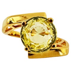 Neuer 3,20 Karat Gelber Saphir Gelbgold PL Sterling Ring