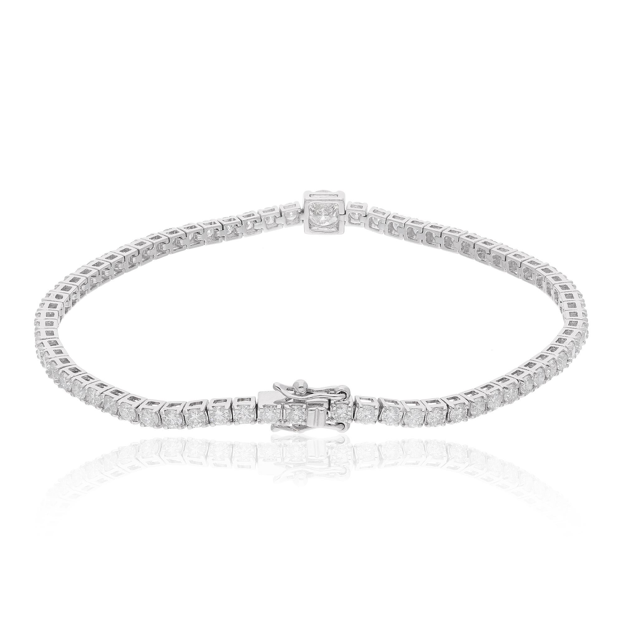 Item Code :- SEBR-43447
Gross Wt. :- 7.51 gm
18k White Gold Wt. :- 6.87 gm
Natural Diamond Wt. :- 3.22 Ct.  ( AVERAGE DIAMOND CLARITY SI1-SI2 & COLOR H-I )
Bracelet Length :- 7 Inches Long

✦ Sizing
.....................
We can adjust most items to