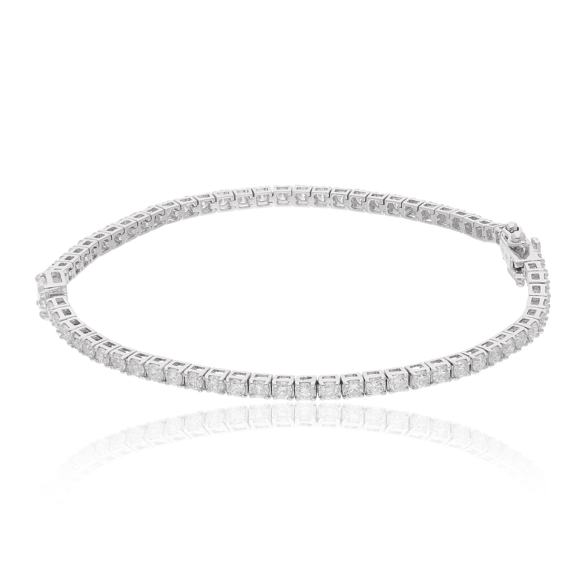 Modern New 3.22 Carat Natural Round Diamond Tennis Bracelet 18 Karat White Gold Jewelry For Sale