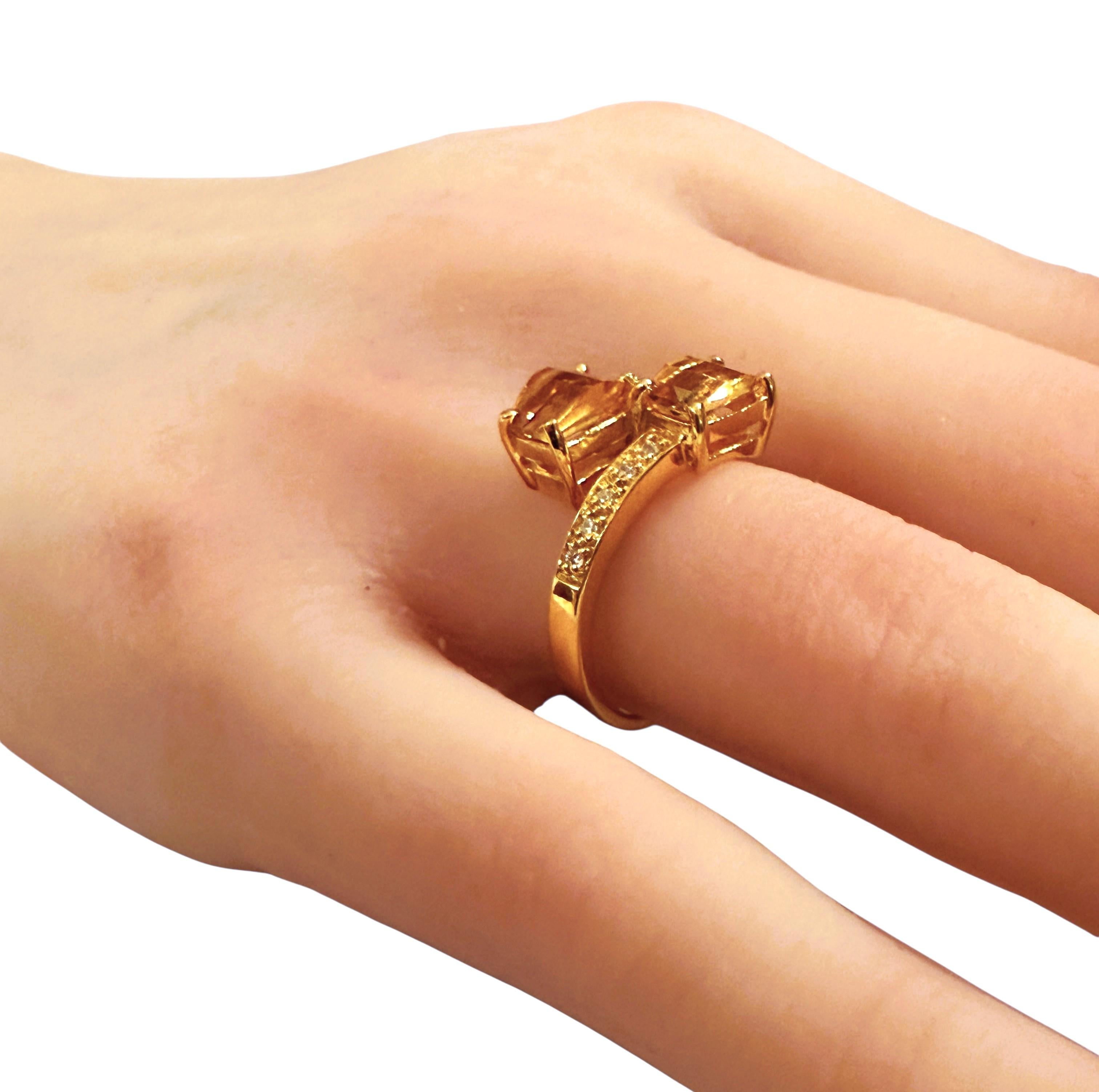 Neu 3,30 Karat Gelber Saphir & Diamantschliff Saphir Gold PL Sterling Ring im Zustand „Neu“ im Angebot in Eagan, MN