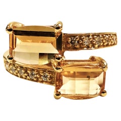 Neu 3,30 Karat Gelber Saphir & Diamantschliff Saphir Gold PL Sterling Ring