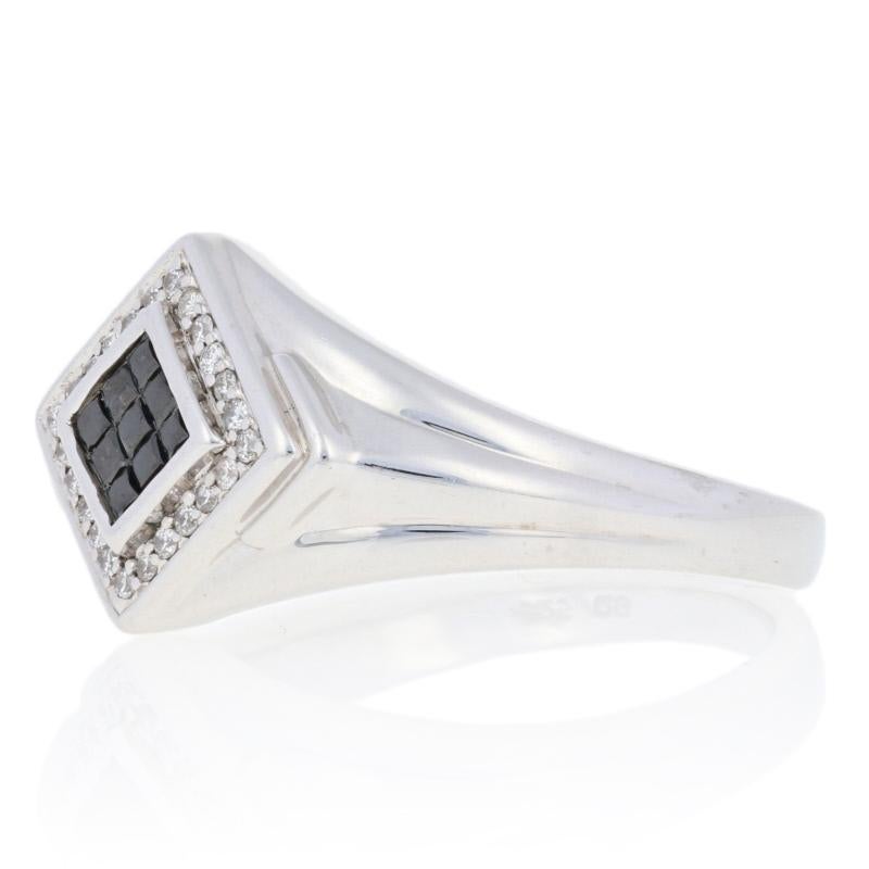 For Sale:  New .33ctw Princess Cut Black Diamond Ring, Sterling Silver Men's Cluster Halo 2