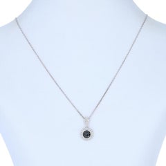 New .33ctw Round Cut Diamond Pendant Necklace, Sterling Silver Halo Adjustable