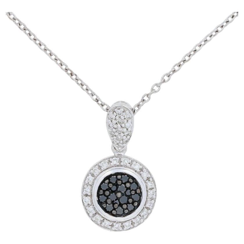 New .33ctw Round Cut Diamond Pendant Necklace, Sterling Silver Halo Adjustable For Sale