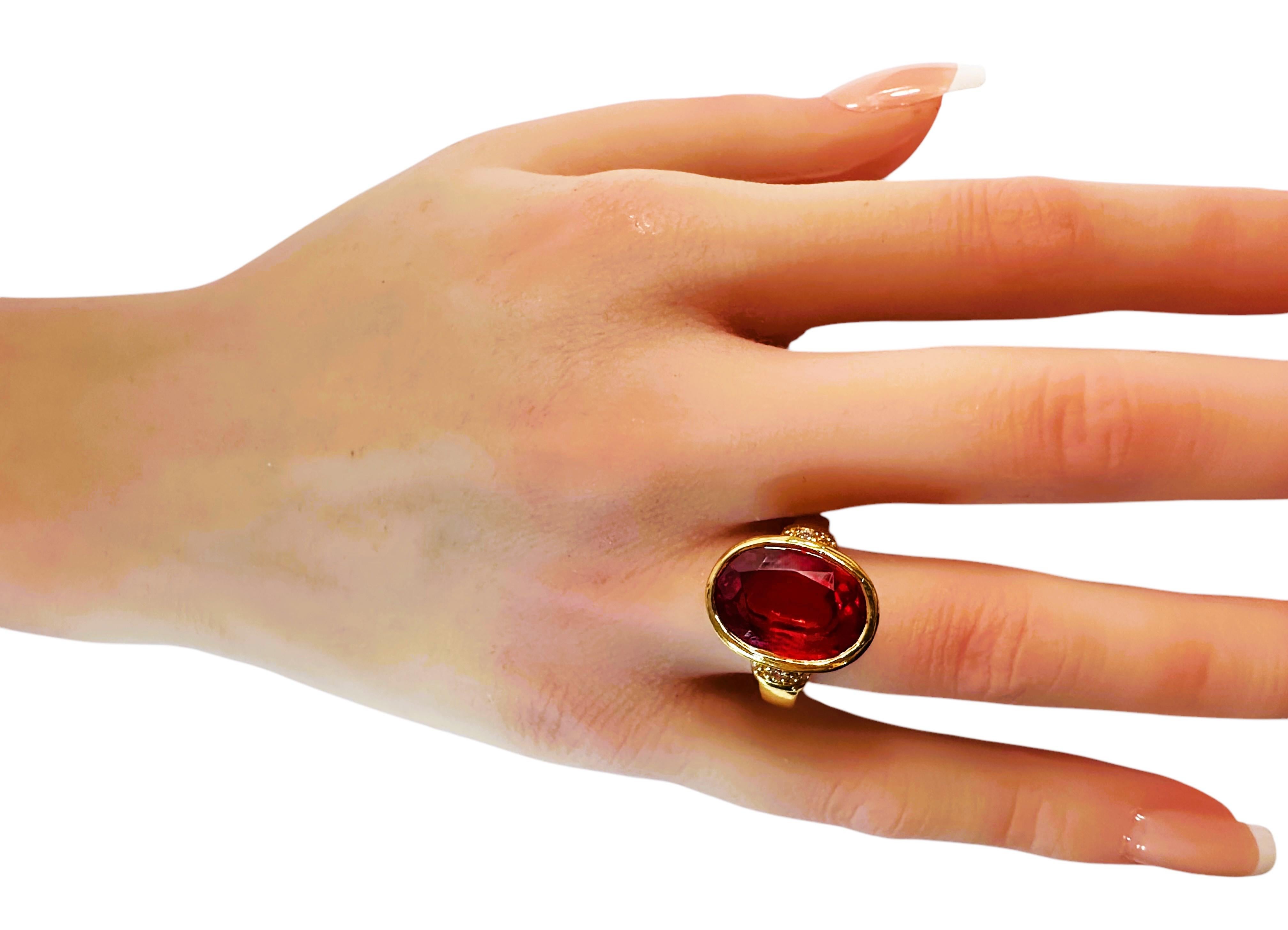 New 3.4 Carat Orange Sapphire & Diamond Cut White Sapphire YGold PLSterling Ring 4