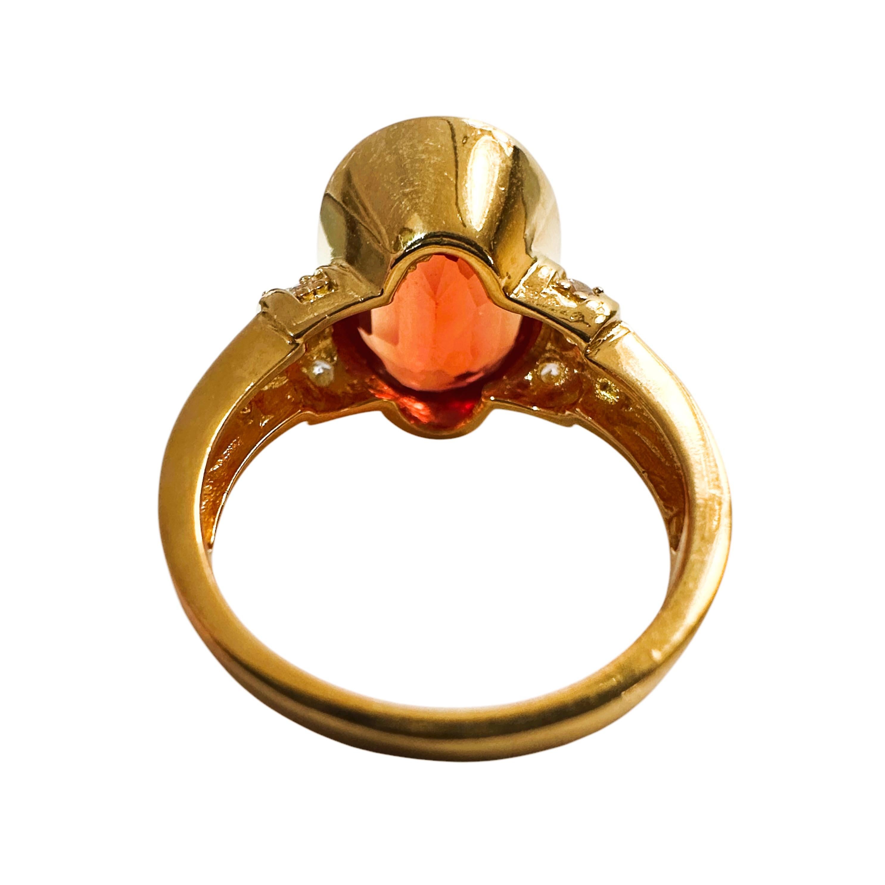 New 3.4 Carat Orange Sapphire & Diamond Cut White Sapphire YGold PLSterling Ring In New Condition In Eagan, MN