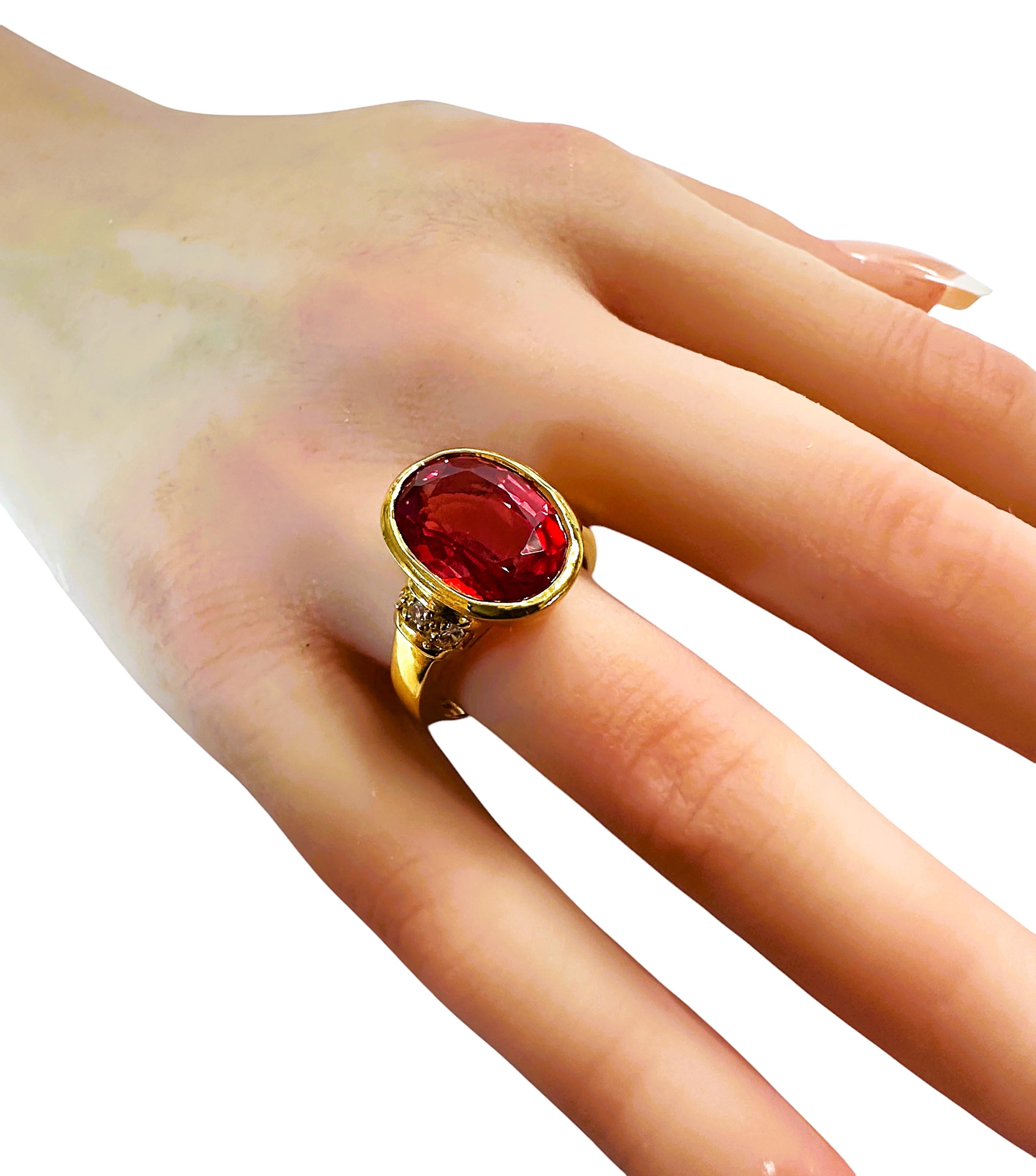 New 3.4 Carat Orange Sapphire & Diamond Cut White Sapphire YGold PLSterling Ring 3