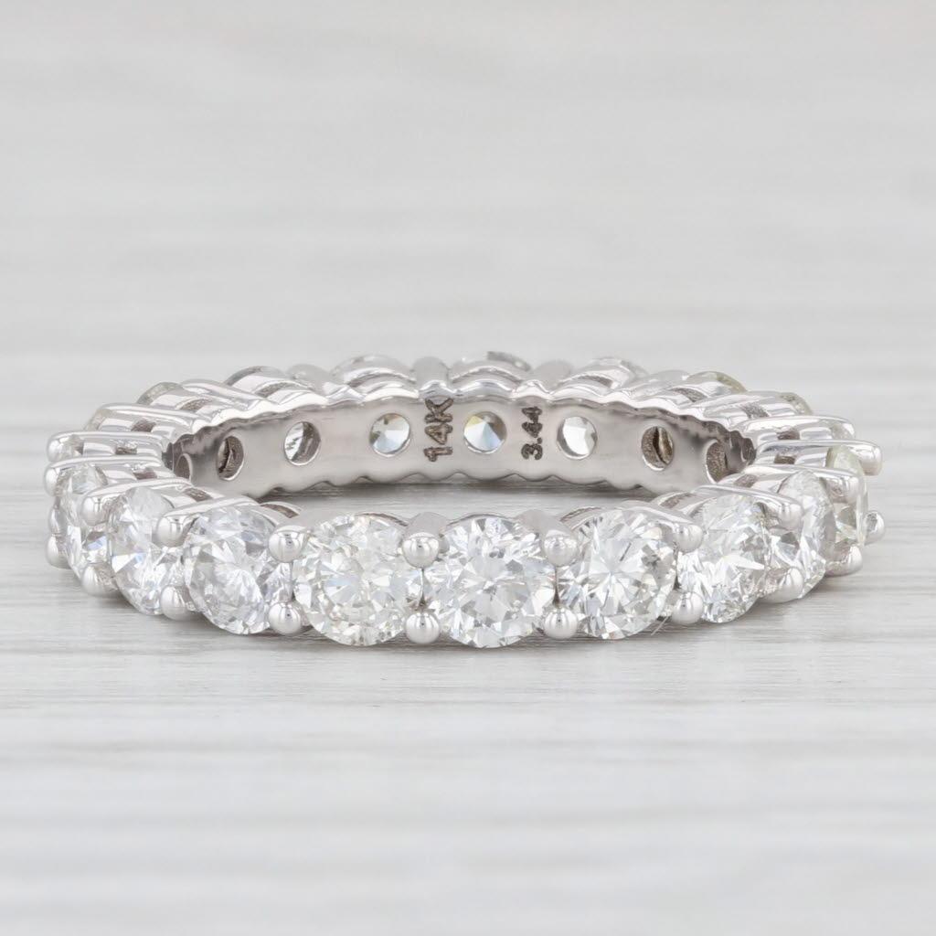New 3.44ctw Diamond Eternity Band 14k White Gold Size 6 Stackable Wedding Ring In New Condition For Sale In McLeansville, NC