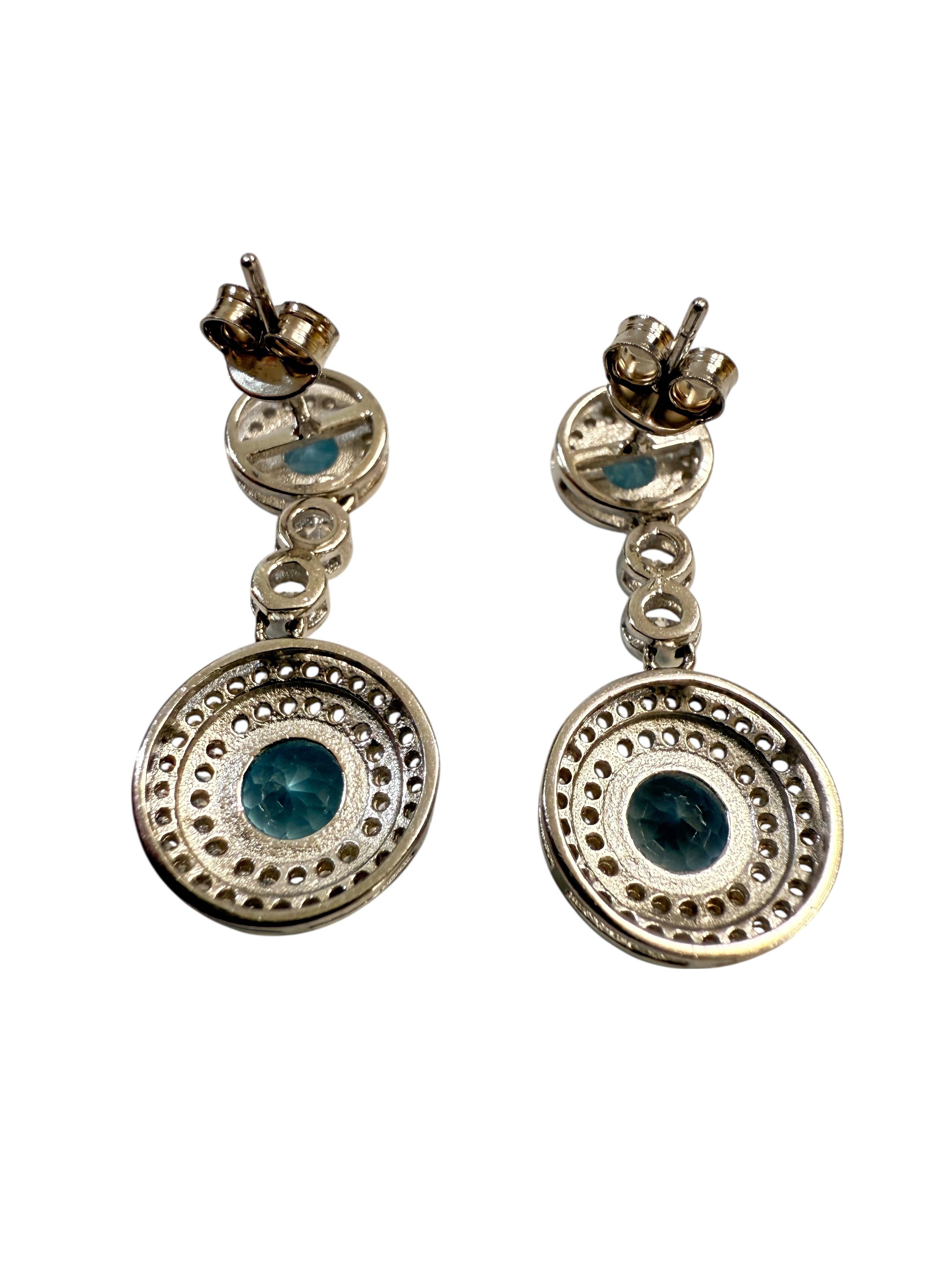 Neu 3,48 Karat Meer Aquamarin & Diamantschliff Weiß Topas Sterling Ohrringe im Angebot 1