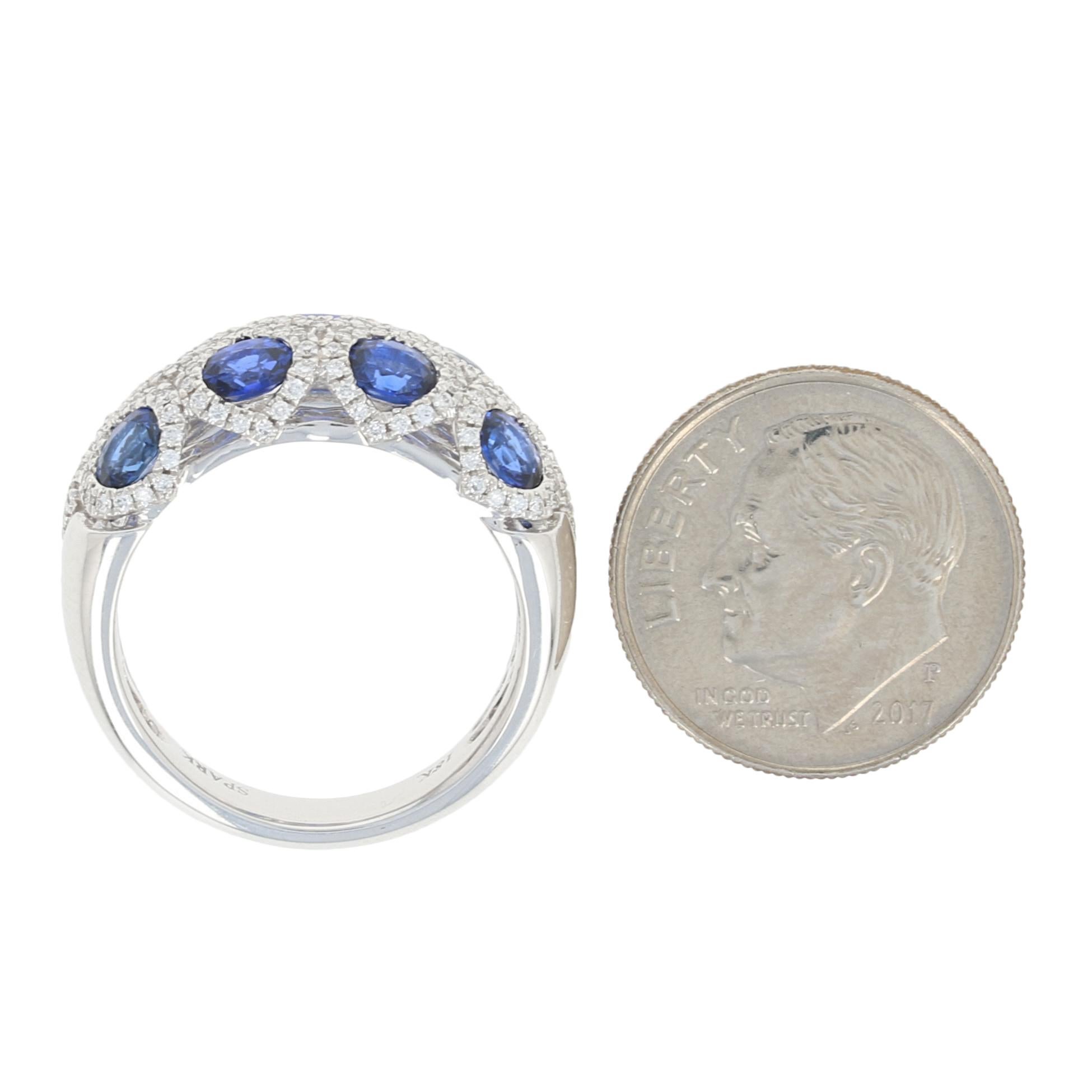 3.48 Carat Oval Sapphire and Diamond Spark Ring, 18 Karat Gold 2