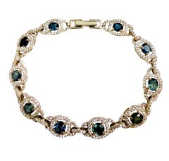 New 3.5 Carat Blue & White Sapphire Tennis Bracelet 7 Inches