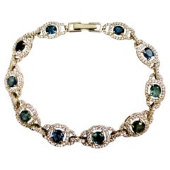 New 3.5 Carat Blue & White Sapphire Tennis Bracelet 7 Inches