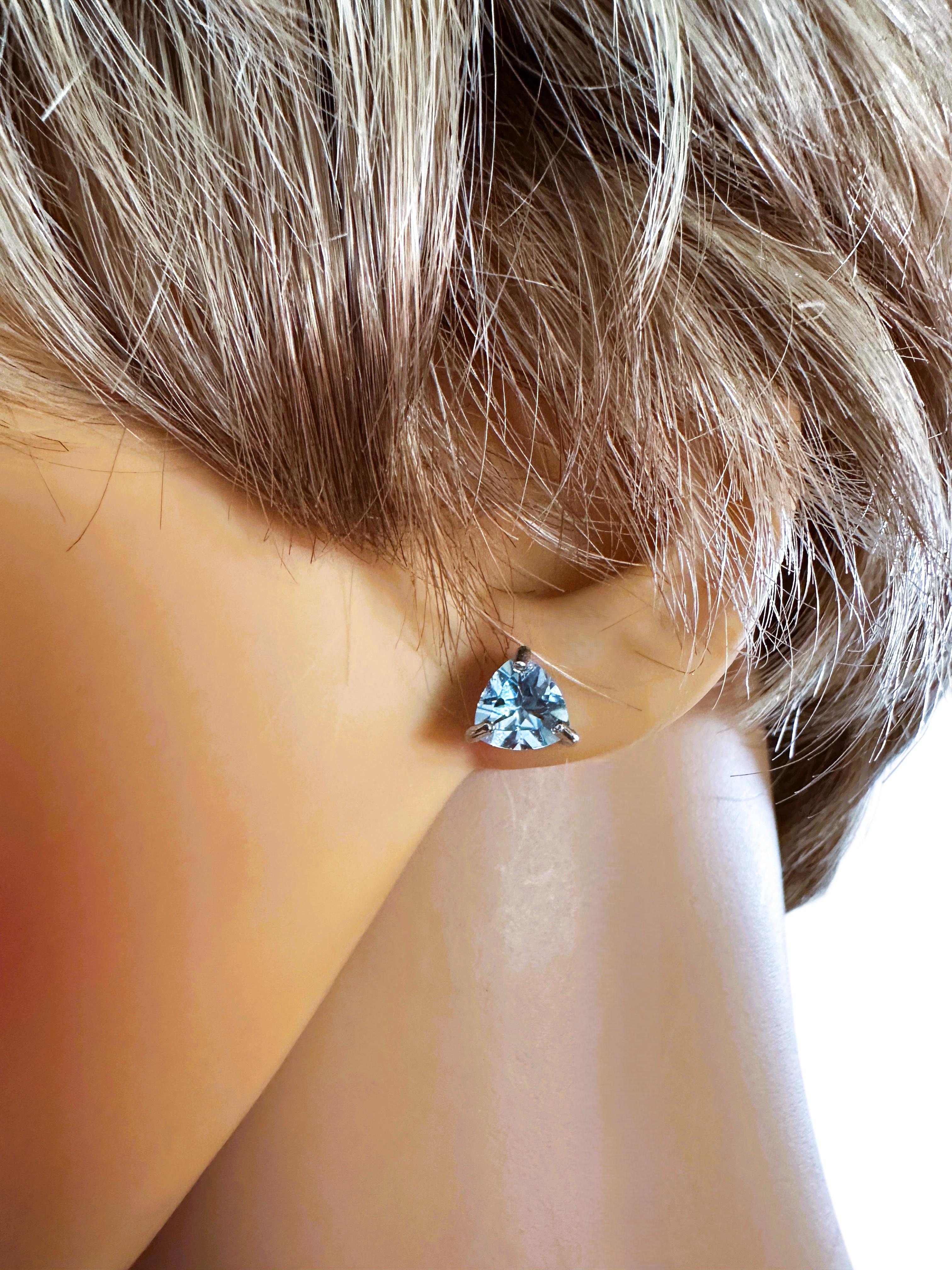 Art Deco New 3.5 Carat Trillion Cut Blue Sapphire 925 Sterling Silver Earrings