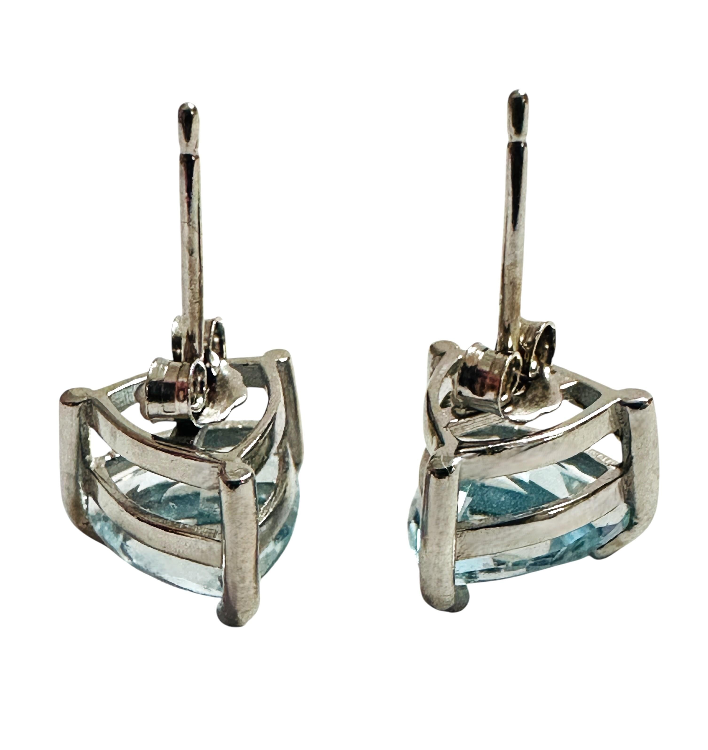 New 3.5 Carat Trillion Cut Blue Sapphire 925 Sterling Silver Earrings 2