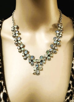 Nuevo collar de plata de ley con ópalo de fuego de 36 quilates, chapado en oro blanco de 14k y rodio negro