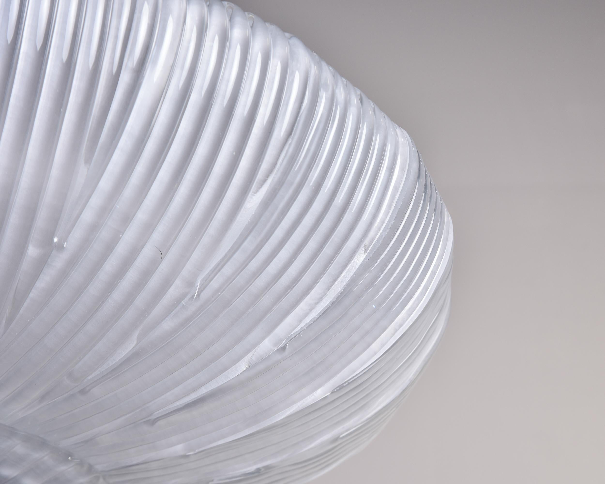 New 36 Diameter Italian Flush Mounting Fixture with Murano Glass Panels (nouveau) en vente 4