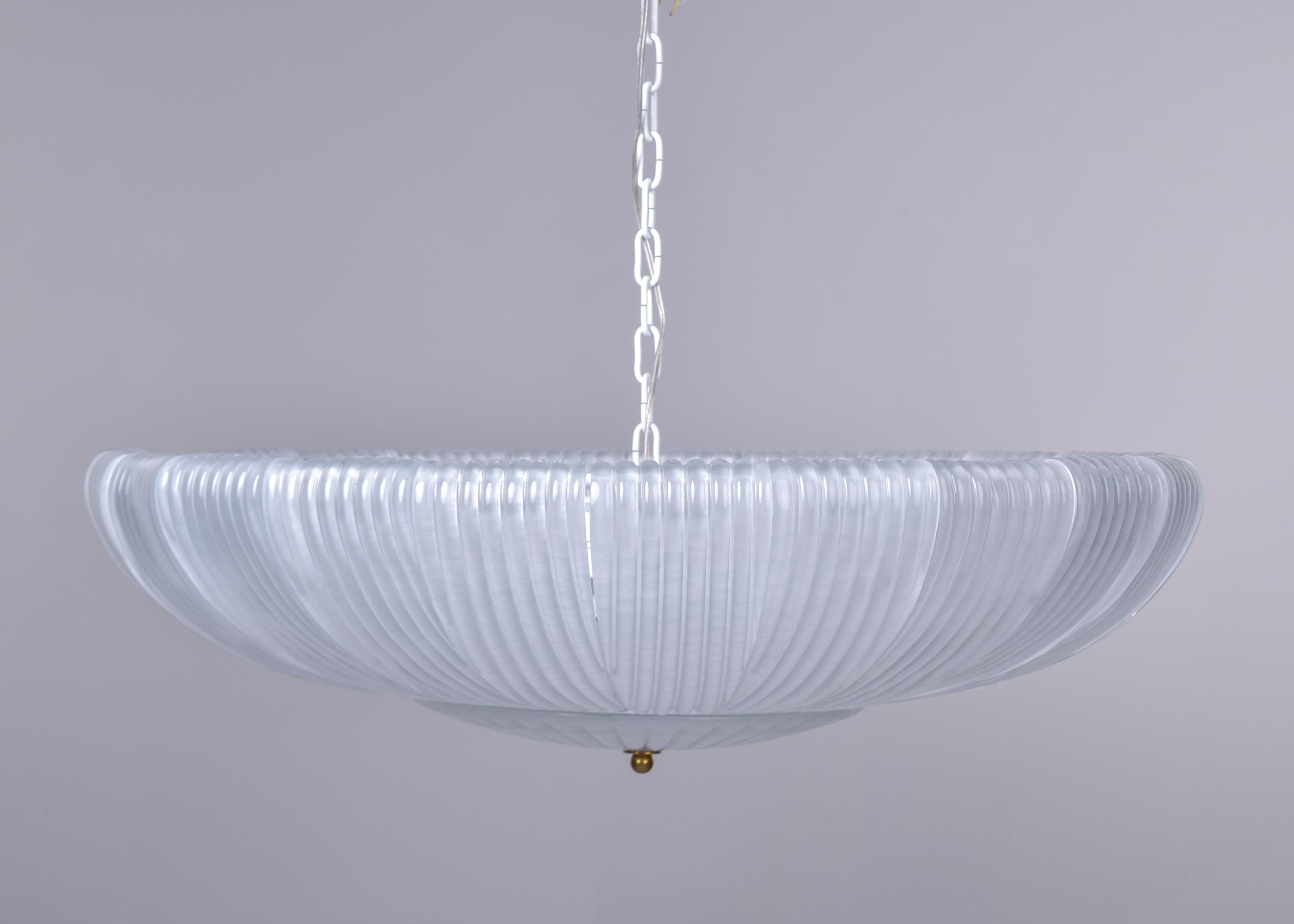 italien New 36 Diameter Italian Flush Mounting Fixture with Murano Glass Panels (nouveau) en vente