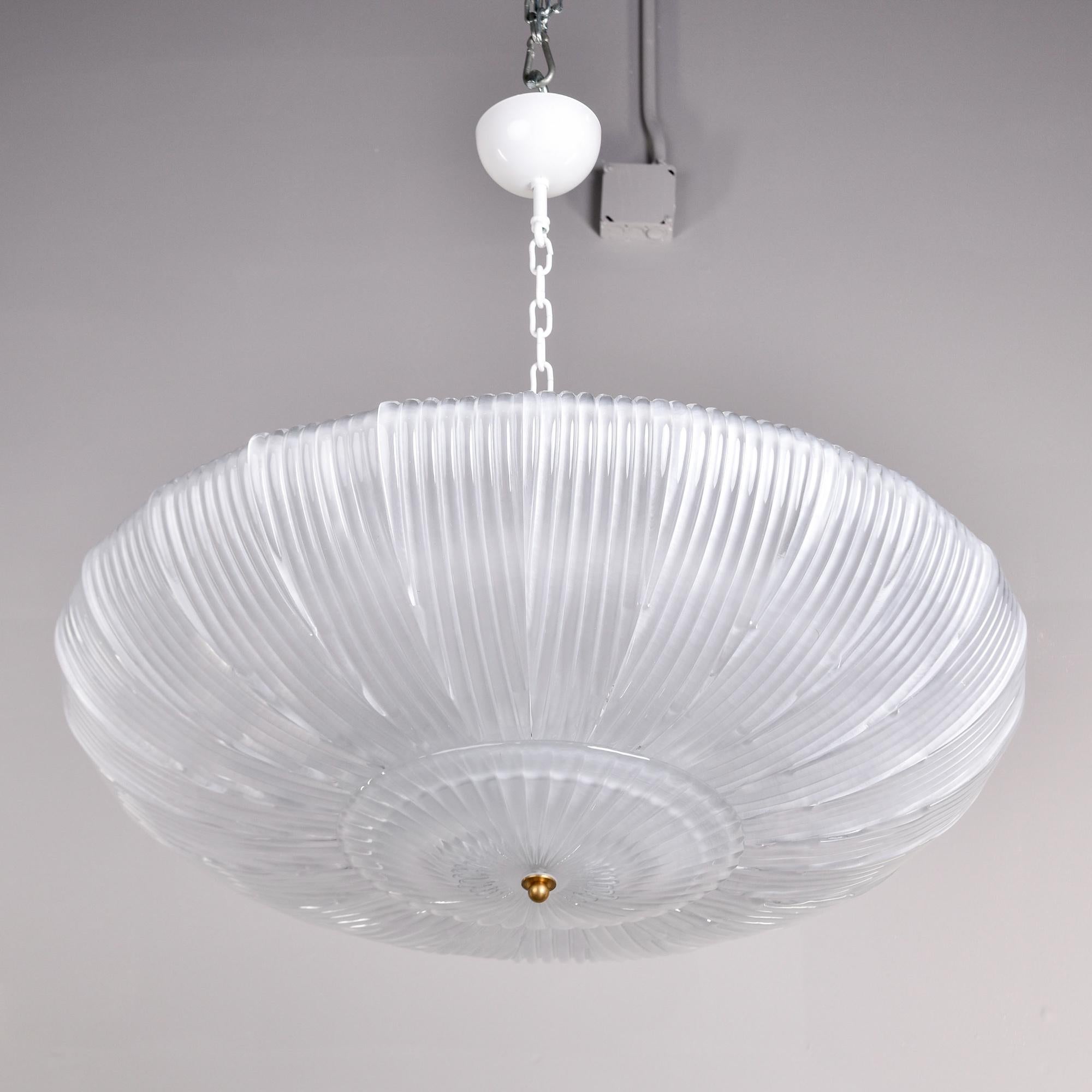 New 36 Diameter Italian Flush Mounting Fixture with Murano Glass Panels (nouveau) en vente 2