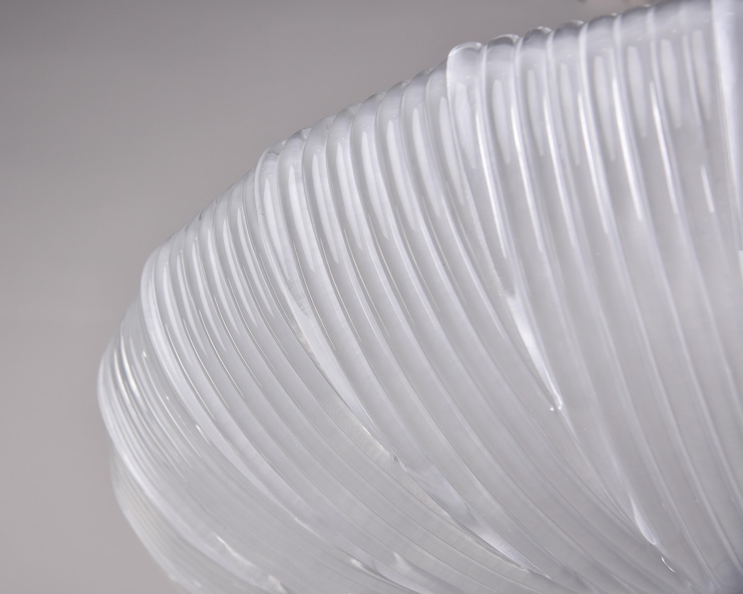 New 36 Diameter Italian Flush Mounting Fixture with Murano Glass Panels (nouveau) en vente 3
