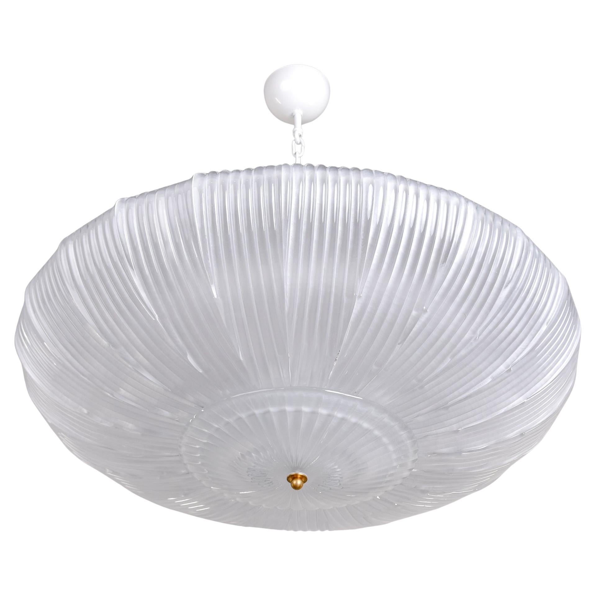 New 36" Diameter Italian Flush Mount Fixture con pannelli in vetro di Murano