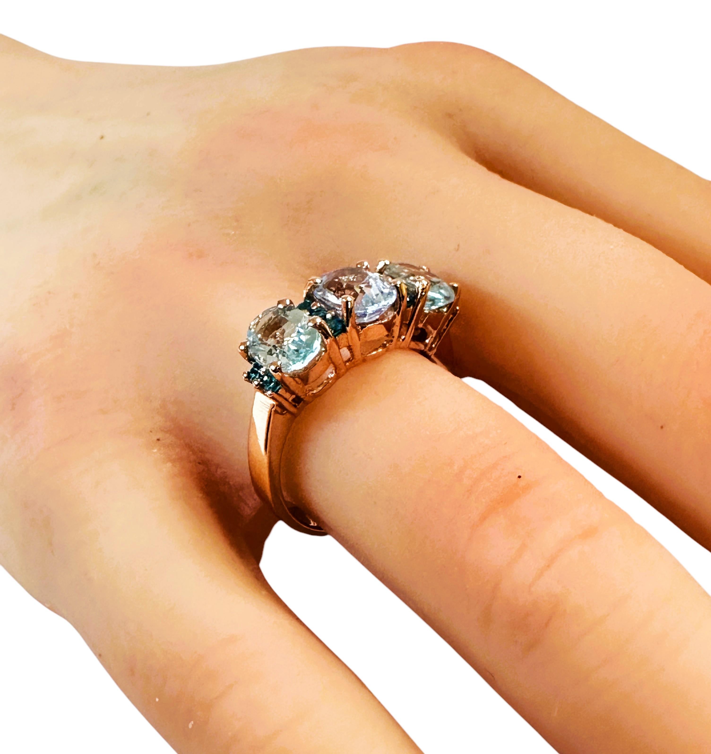 New 3,70 Carat Aqua Sapphire & Diamond Cut Pariaba R Gold PL Sterling Ring In condizioni Nuovo in vendita a Eagan, MN