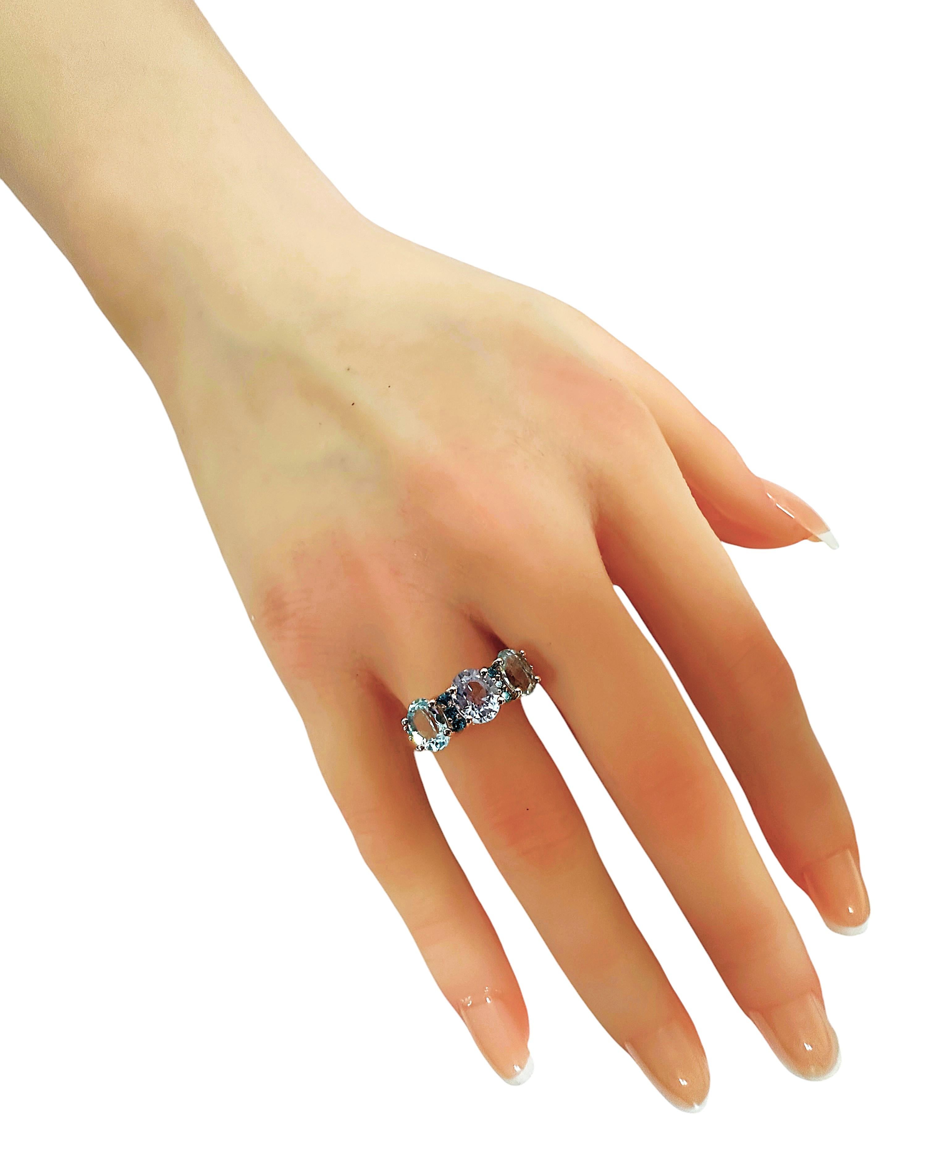 Donna New 3,70 Carat Aqua Sapphire & Diamond Cut Pariaba R Gold PL Sterling Ring in vendita