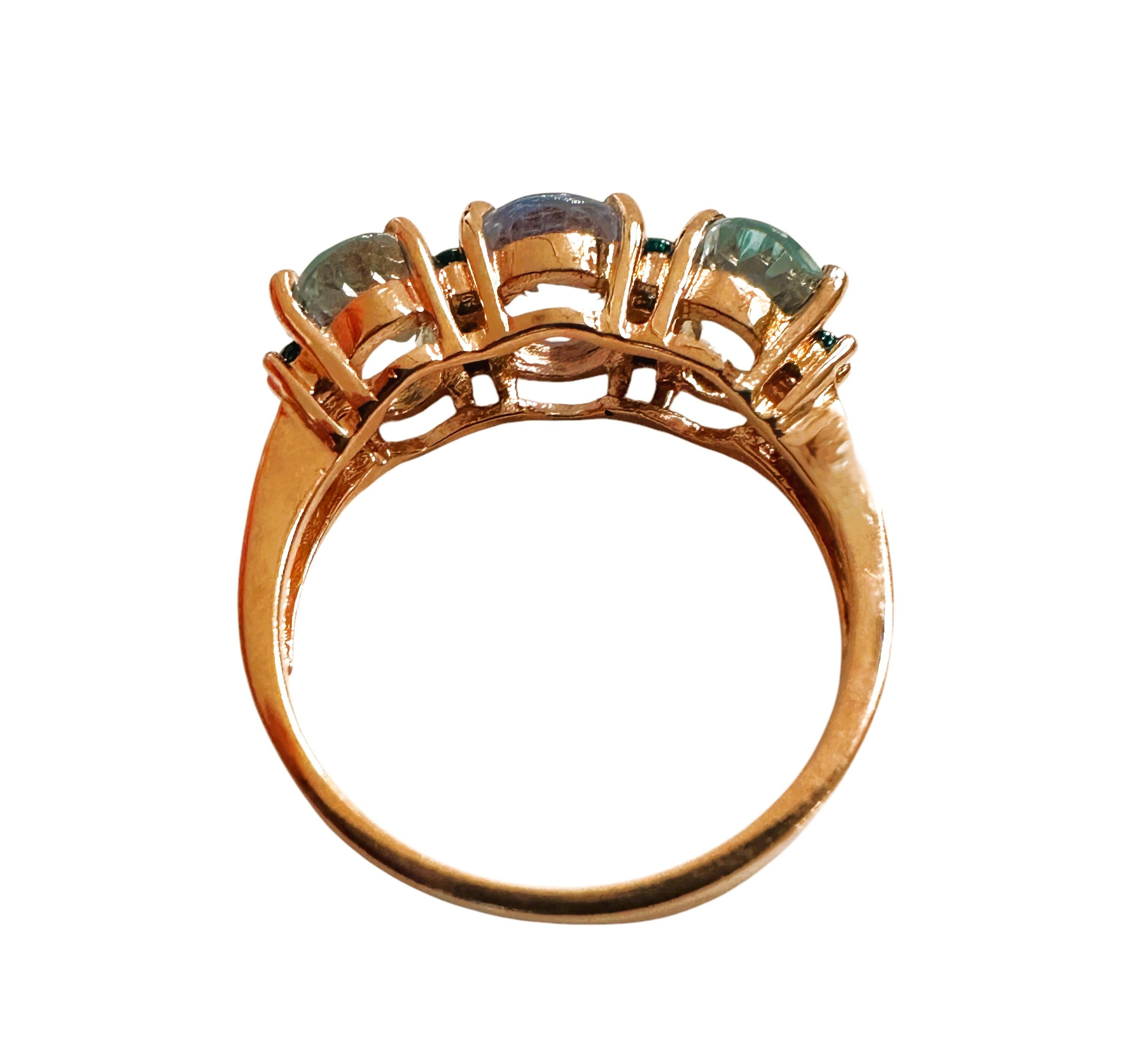 New 3,70 Carat Aqua Sapphire & Diamond Cut Pariaba R Gold PL Sterling Ring in vendita 2