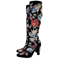 New $3795 Saint Laurent Fully Beaded Black Velvet Boots It. 36.5 - US 6.5
