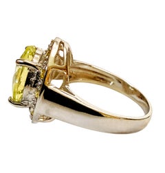 Neu 3,87 Karat Gelber Kalk Saphir Diamantschliff Saphir Sterling Silber Ring