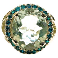 Bague neuve aigue-marine et saphir bleu taille diamant de 3,90 carats, taille 6,5