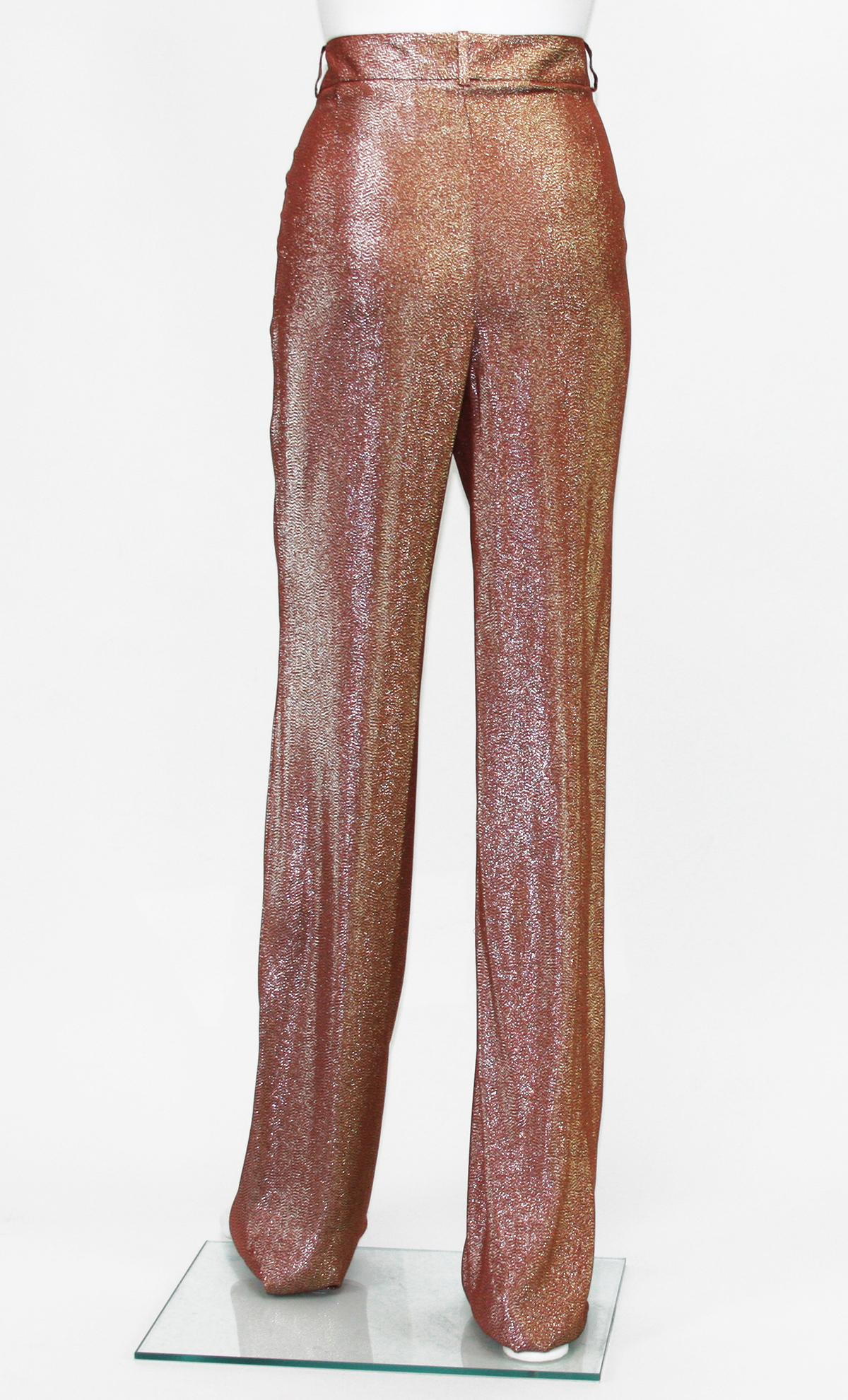 New $3950 Runway GUCCI Suit Iridescent Rust Liquid Lame Jacket & Pants size 38 3