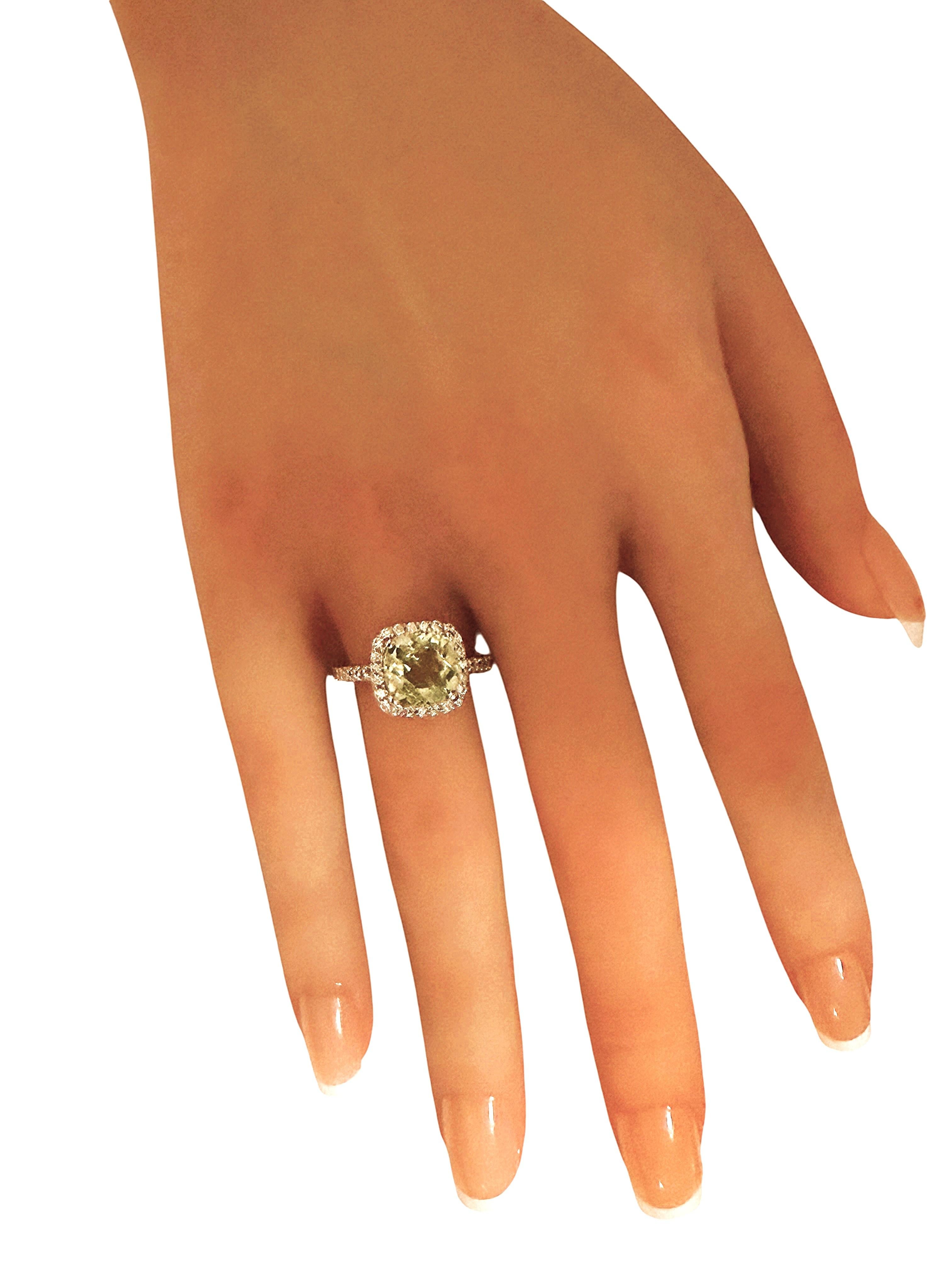 Neu 4 Karat Grüner Amethyst & Diamantschliff Saphir Sterling Ring im Zustand „Neu“ in Eagan, MN