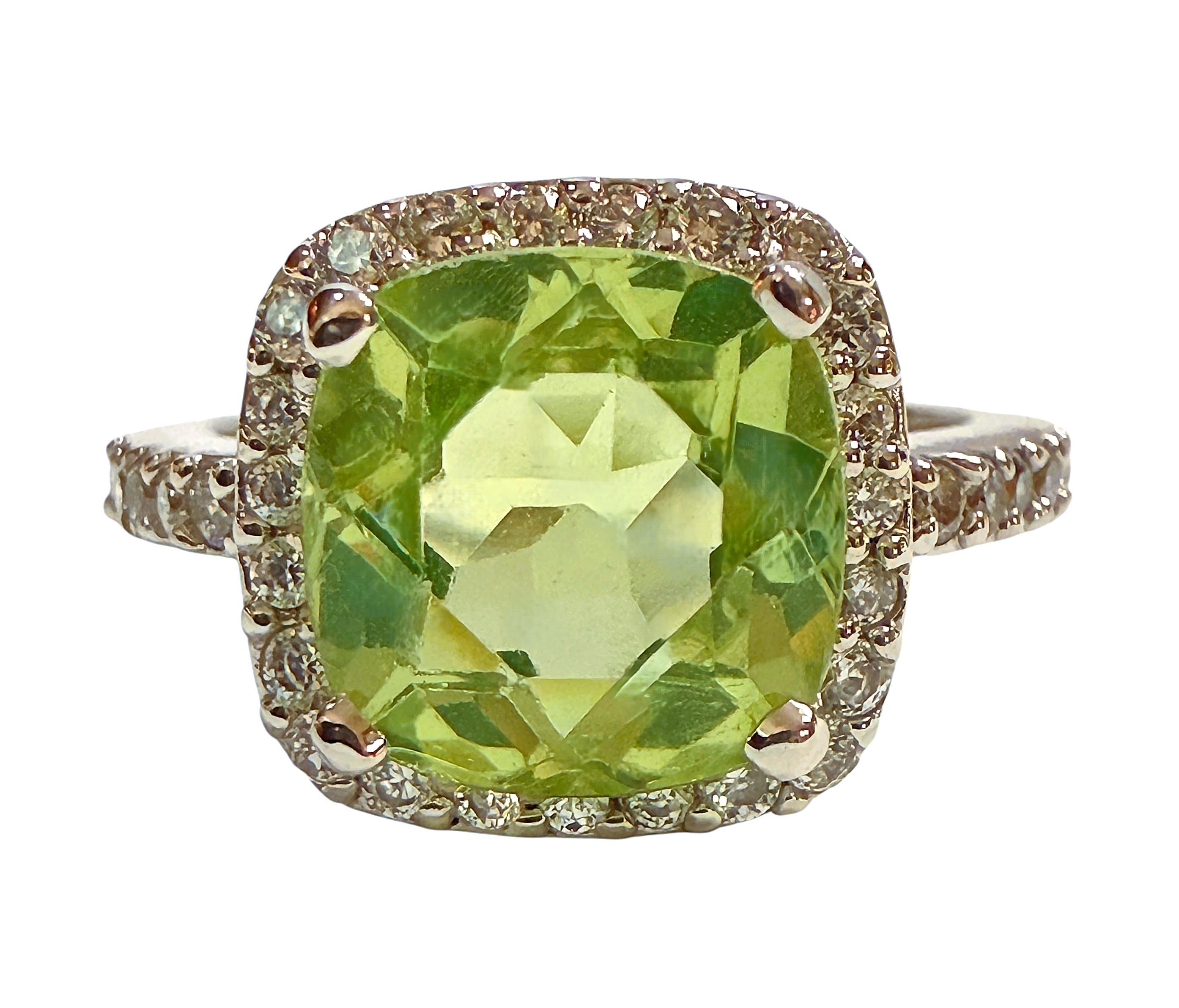 Neu 4 Karat Grüner Amethyst & Diamantschliff Saphir Sterling Ring 3