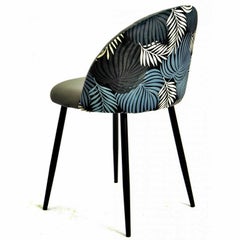 New 4 Chaises tapissées en velours gris avec dossier floral