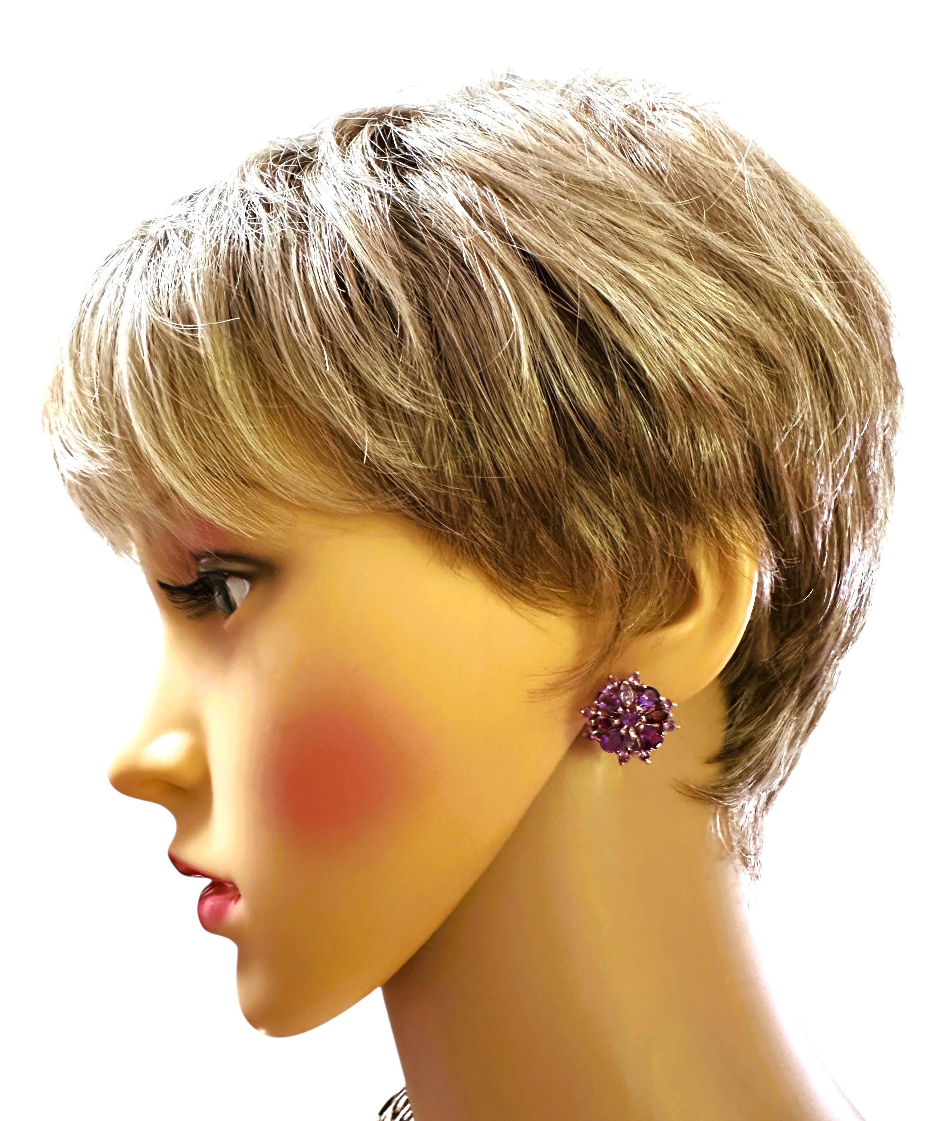 New 4.0 Carat Amethyst & Diamond Cut Sapphire Sterling R Gold PL Earrings In condizioni Nuovo in vendita a Eagan, MN