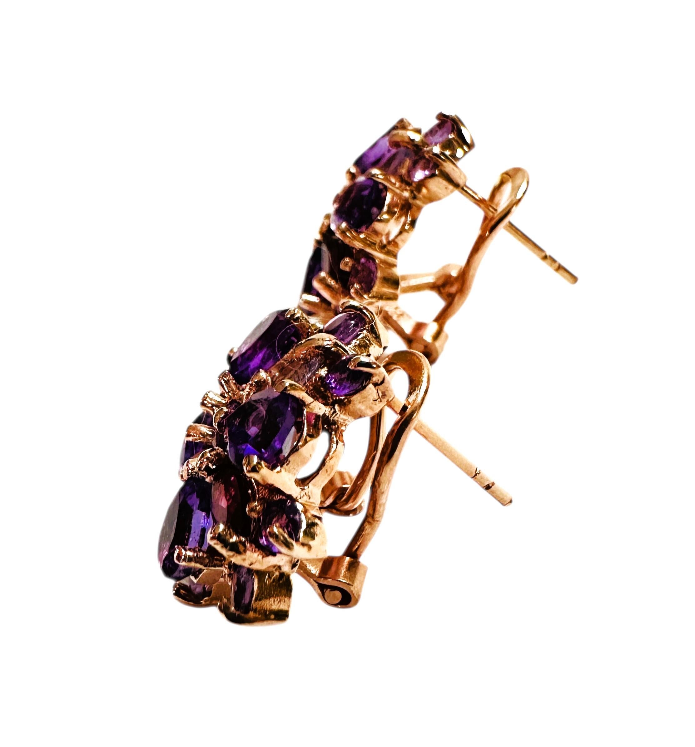 New 4.0 Carat Amethyst & Diamond Cut Sapphire Sterling R Gold PL Earrings in vendita 1