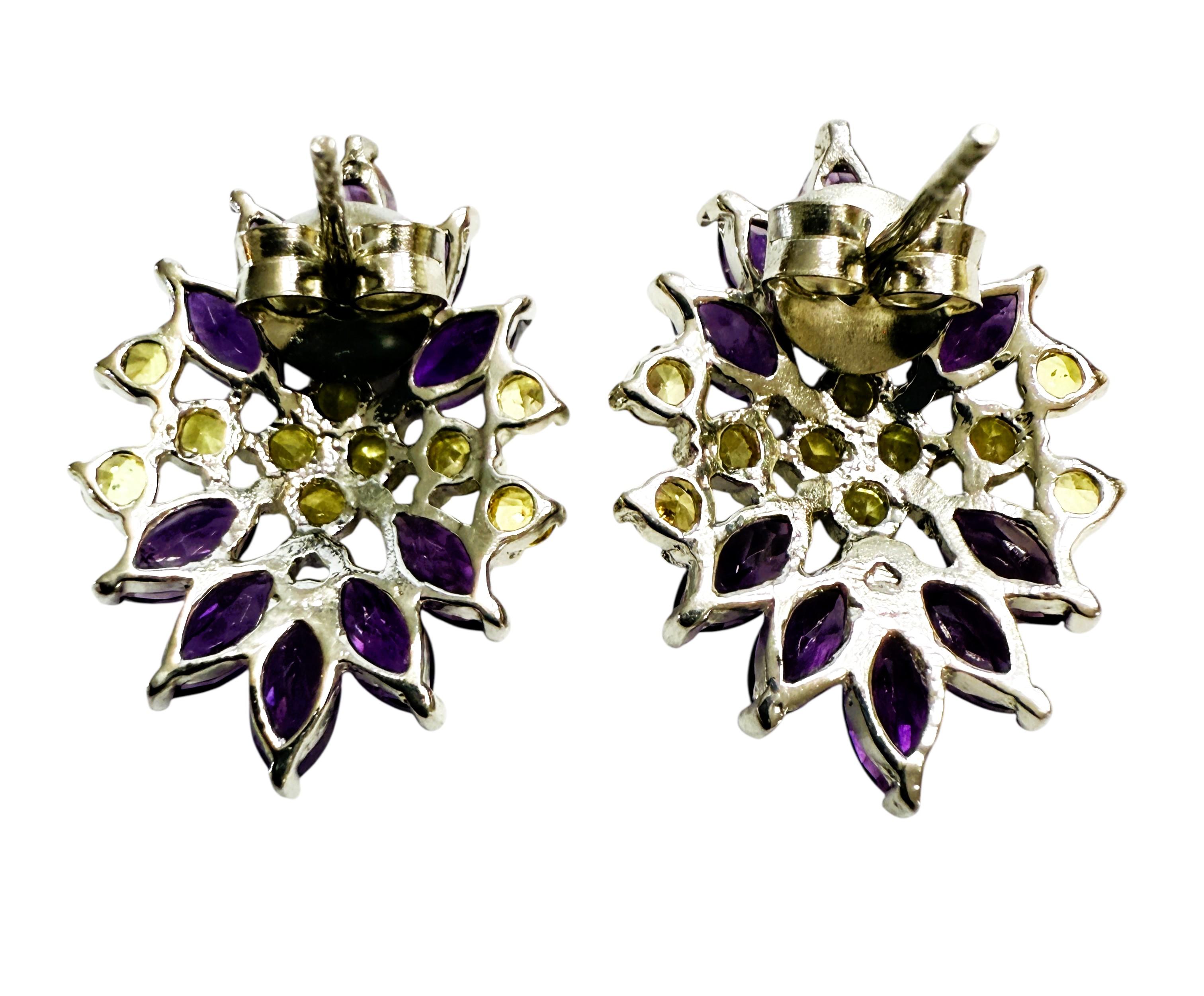 Neue 4,0 Karat Amethyst & gelber Saphir mit Diamantschliff Sterling-Ohrringe im Angebot 2