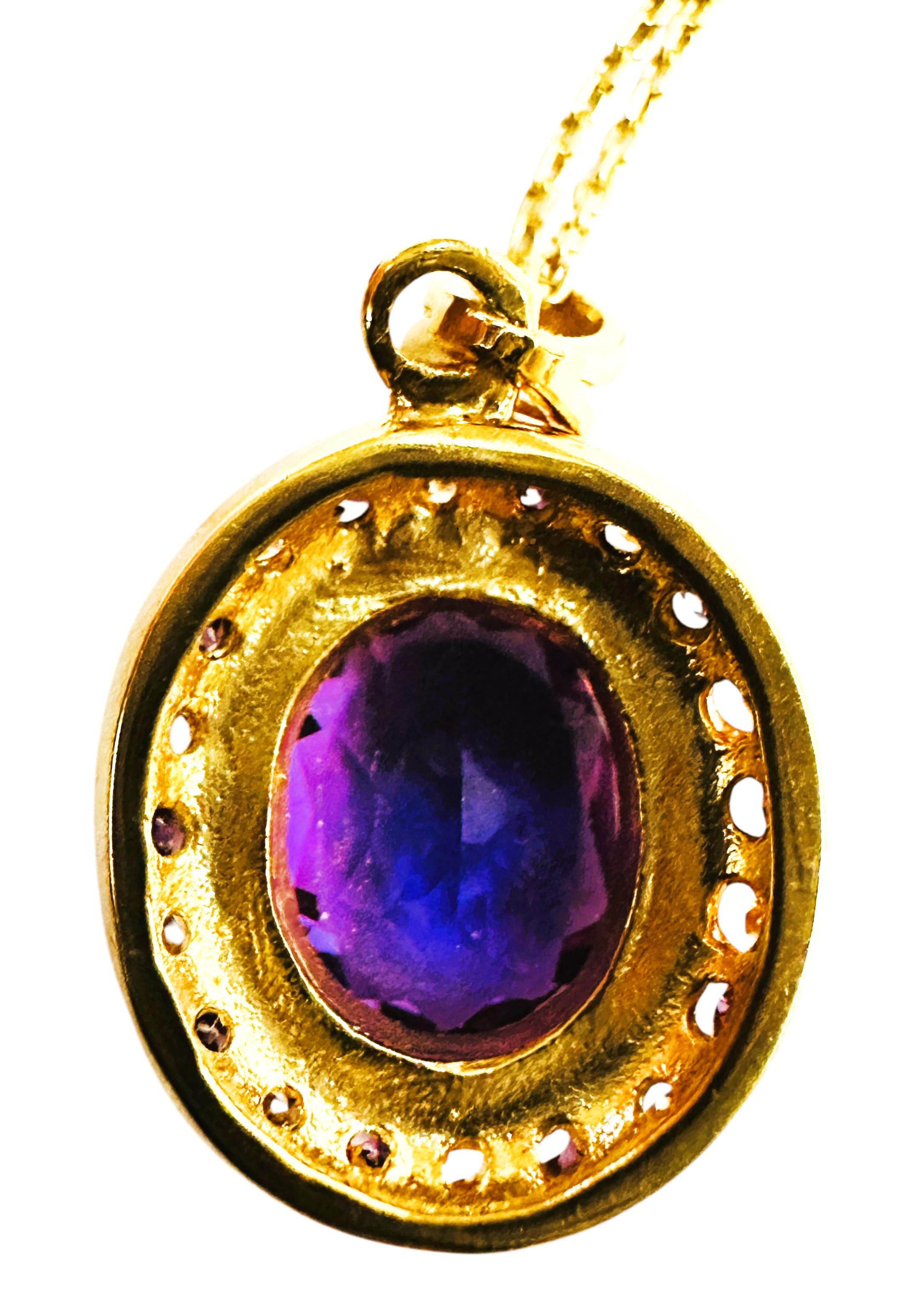 New 4.02 Carat Violet Sapphire & Diamond Cut Sapphire Y Gold Necklace In New Condition For Sale In Eagan, MN