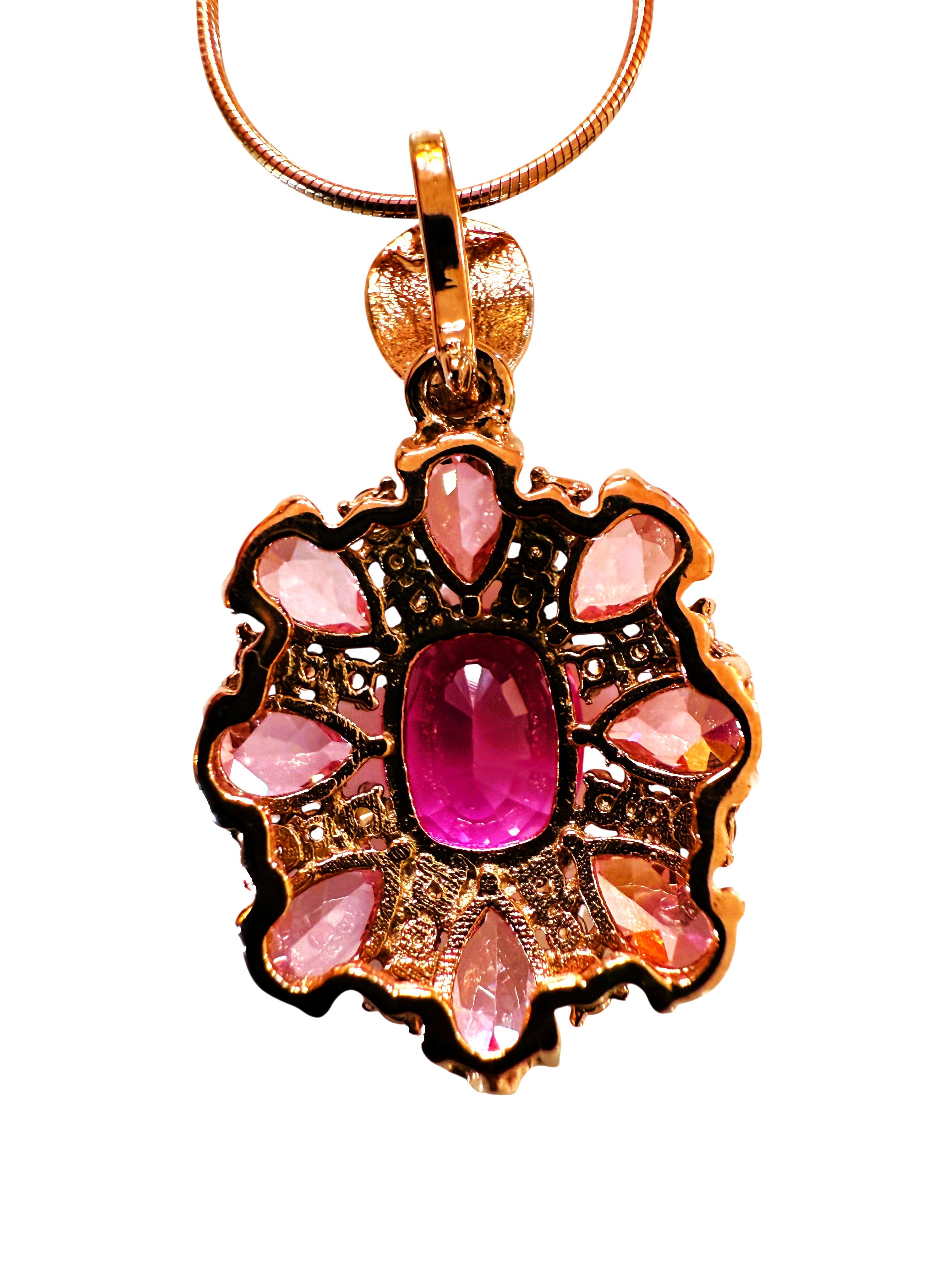 Neu 4,10 Karat Rose Pink & Light Pink Saphir Rose Gold PL Sterling Halskette im Angebot 2