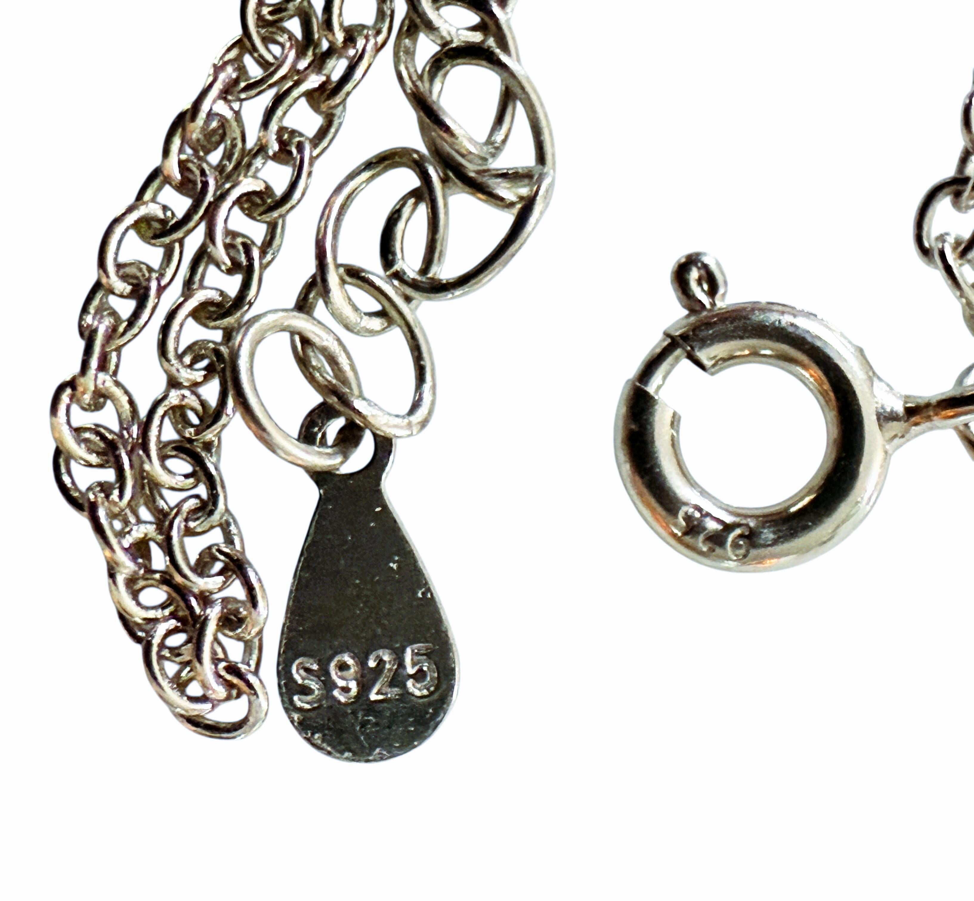 Nuevo Collar de Esterlina de 4,18 Quilates de Ópalo Azul y Zafiro talla Diamante 20 Pulgadas en venta 2