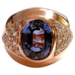 New 4.2 Carat Color Chg Sapphire 
Diamond Cut Sapphire Rose Gold Sterling Ring