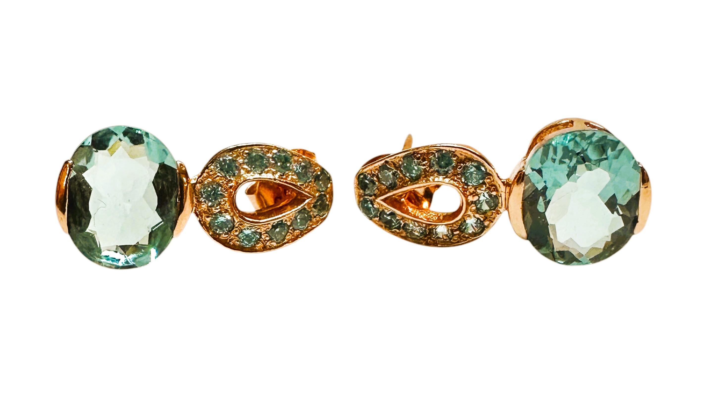 Oval Cut New 4.20 Carat Aquamarine & Diamond Cut Sapphire R Gold PL Sterling Earrings