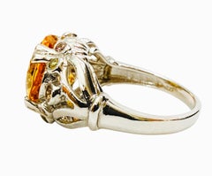New 4.20 Carat Honey Yellow Sapphire & Diamond Cut Sapphire Sterling Ring