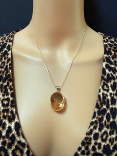 Nuevo collar de citrino facetado de 43,44 quilates, en oro amarillo de 14k y plata de ley PL