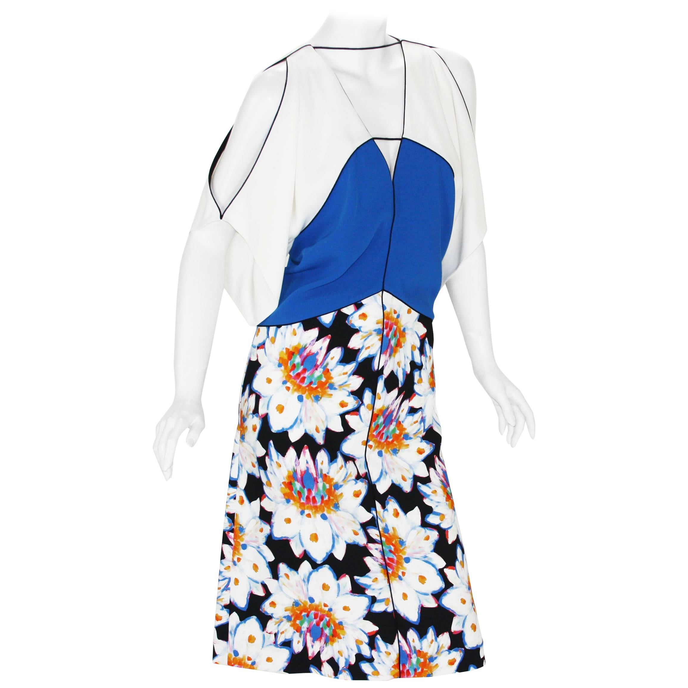 New $4440 ETRO Runway Cold Shoulder Print Floral Stretch Dress It 44 - US 8/10