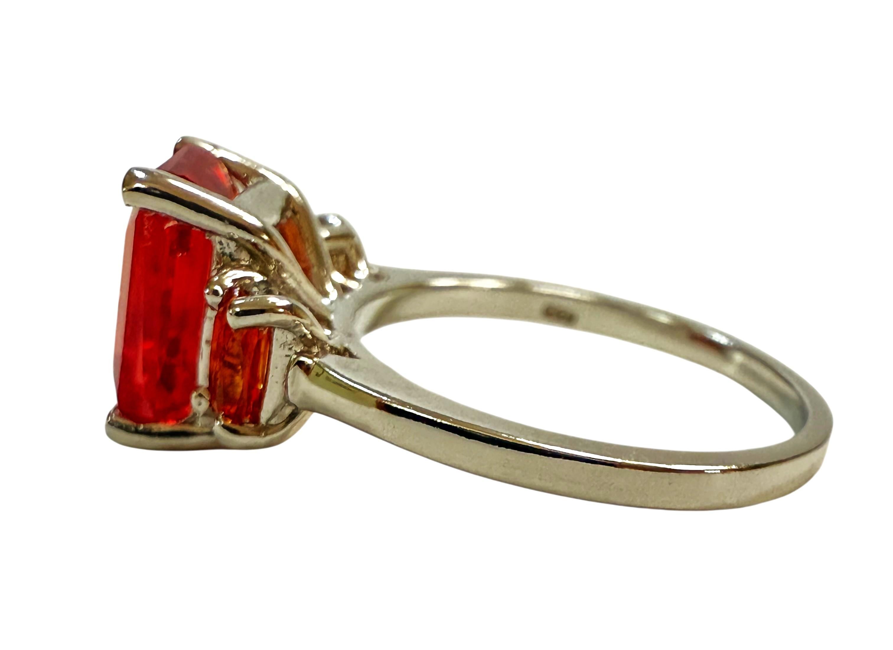 Art déco New 4.45 Carat Sunset Emerald & Oval Cut Sapphire Sterling Ring