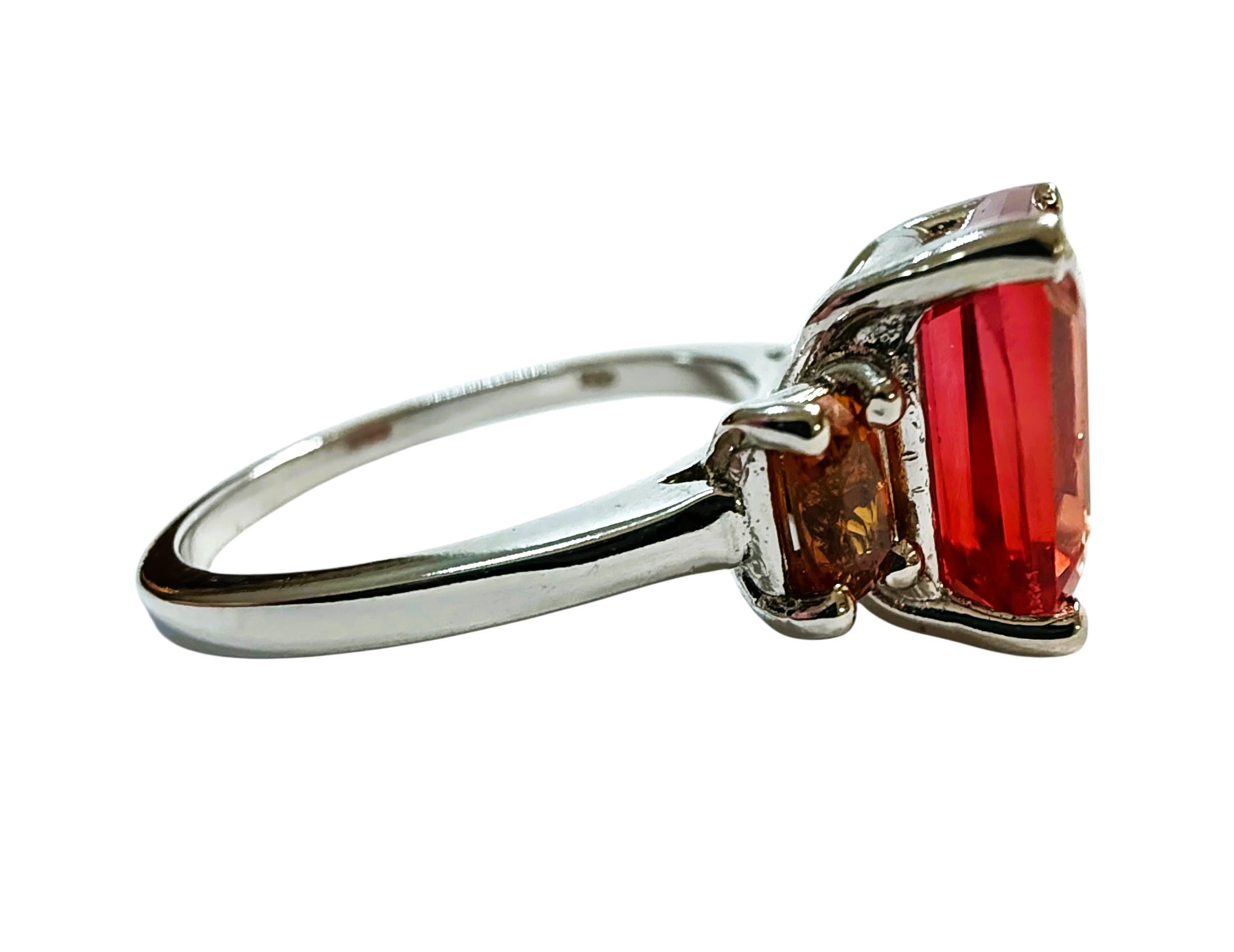 New 4.45 Carat Sunset Emerald & Oval Cut Sapphire Sterling Ring Neuf à Eagan, MN