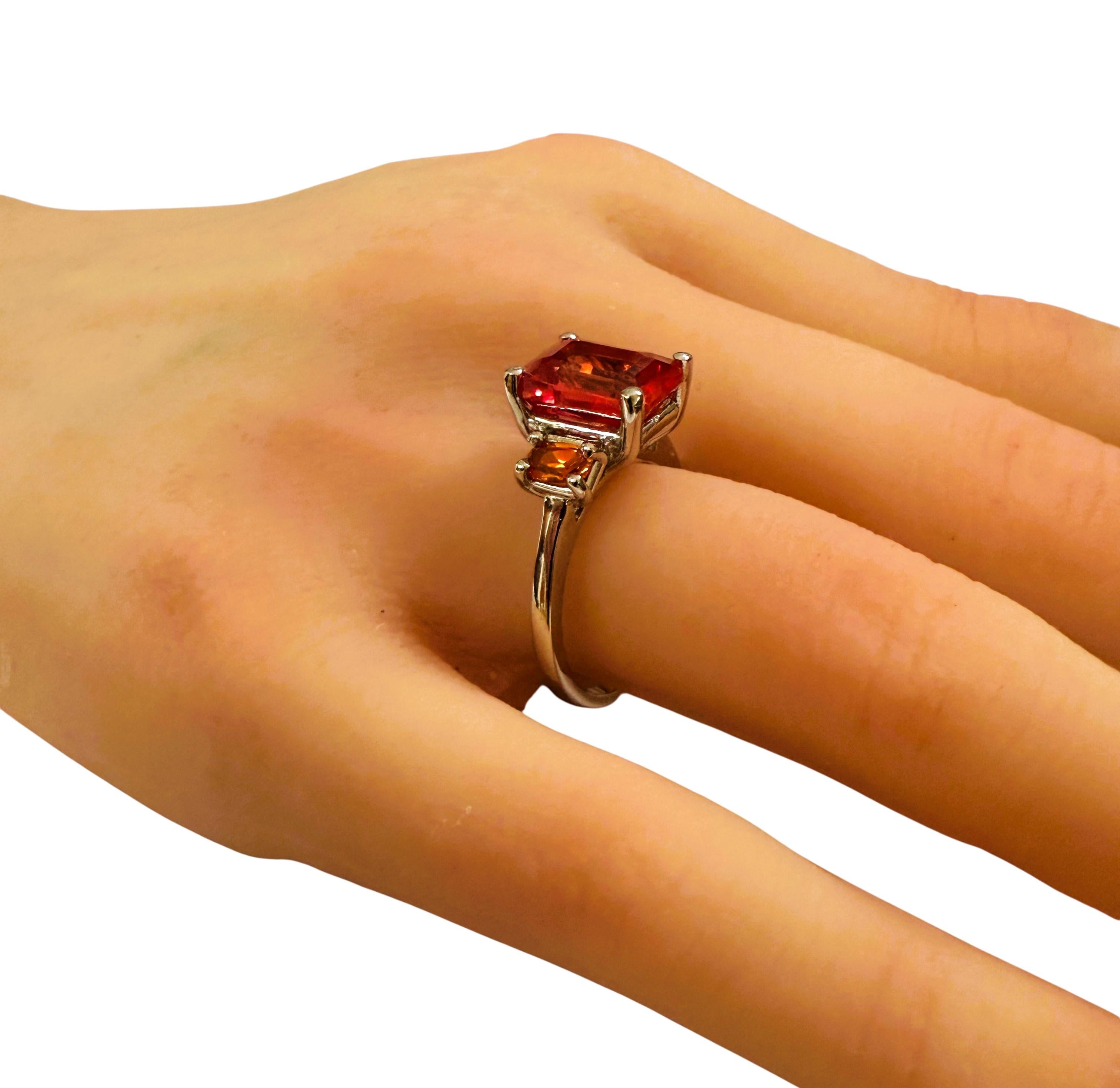 New 4.45 Carat Sunset Emerald & Oval Cut Sapphire Sterling Ring 1