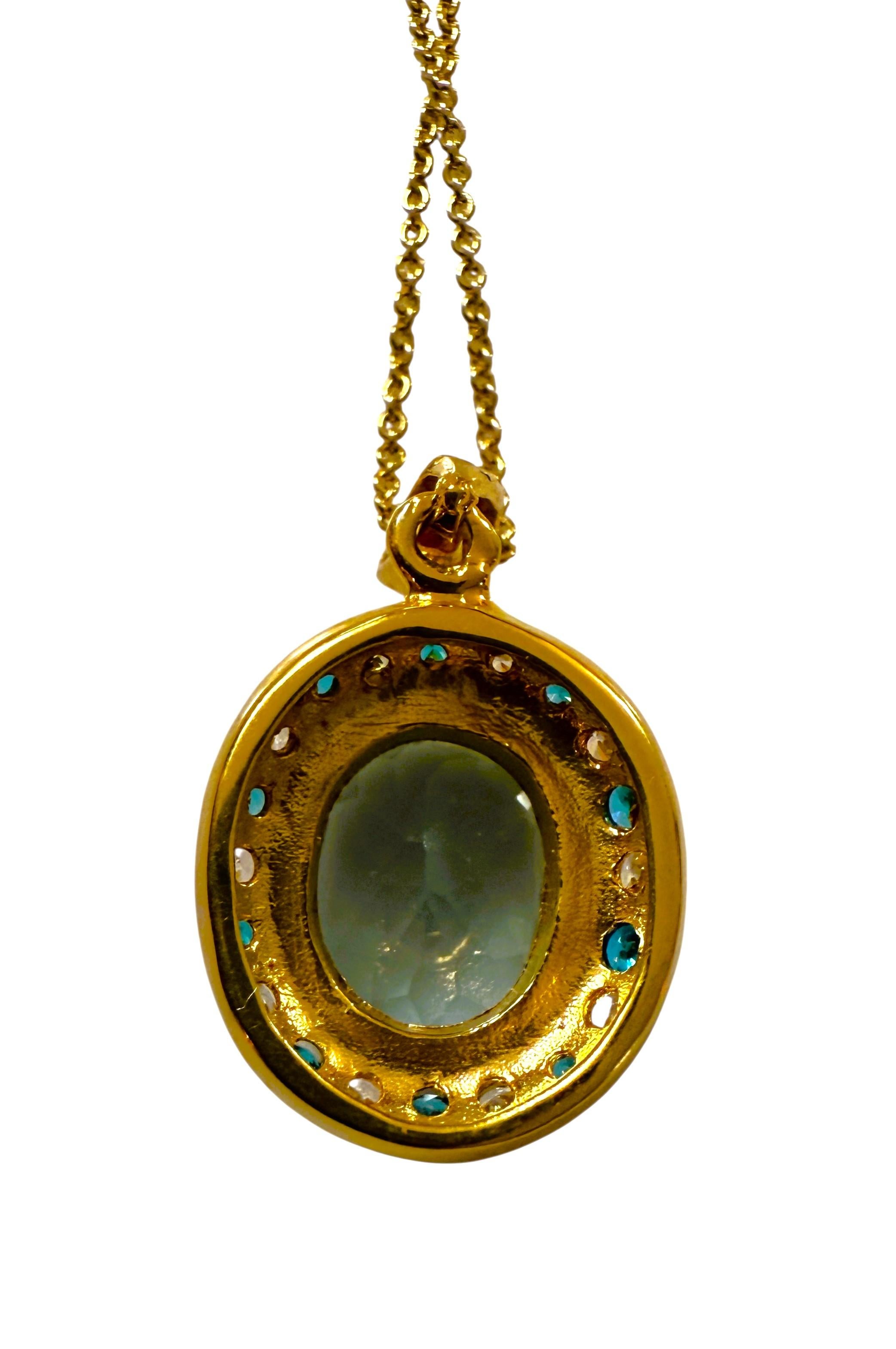 Neu 4,5 Karat Aquamarin & Diamantschliff Saphir Y Gold PL Sterling Halskette 18